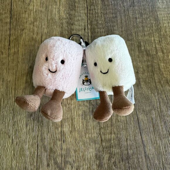 Pair of Marshmallows Jellycat Keychain Bag Charm FAST SHIP NEW - Picture 2 of 7